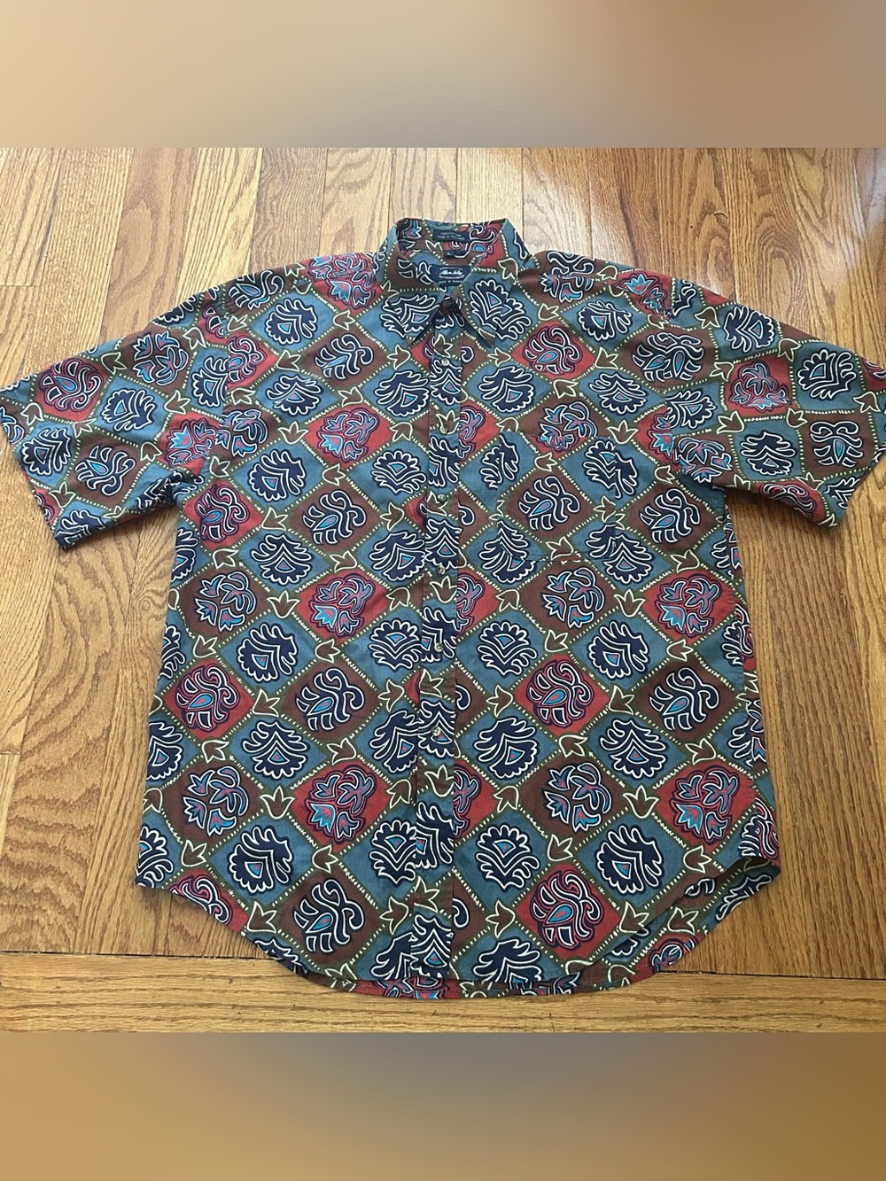 Vintage Allen Lolly Paisley Button Up Shirt L Retro 90s Abstract Camp Casual EUC